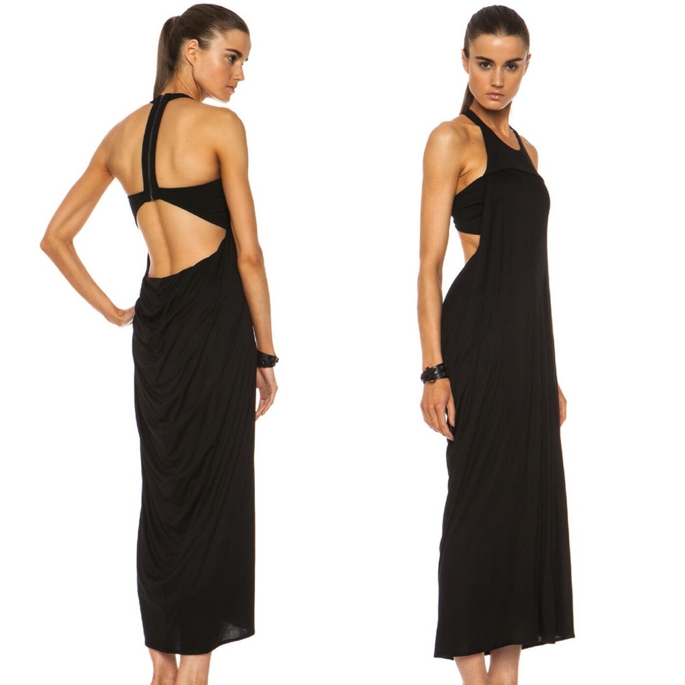 HELMUT LANG Ion Jersey Open Back Maxi Dress Black